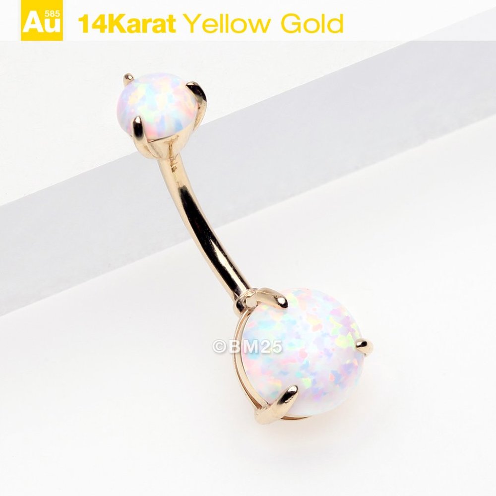 14 Karat White Gold Luscious Sparkle Bar Reverse Belly Button Ring